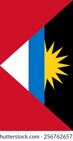 Vertical Flag of Antigua and Barbuda, 9:16 Format, Vertical Antigua and Barbuda Flag, Vector Images