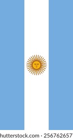 Vertical Flag of Argentina, 9:16 Format, Vertical Argentina Flag, Vector Images