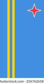 Vertical Flag of Aruba, 9:16 Format, Vertical Aruba Flag, Vector Images