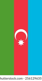 Vertical Flag of Azerbaijan, 9:16 Format, Vertical Azerbaijan Flag, Vector Images