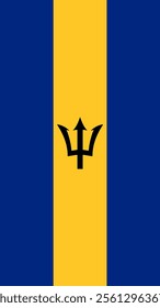 Vertical Flag of Barbados, 9:16 Format, Vertical Barbados Flag, Vector Images