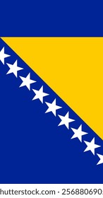 Vertical Flag of Bosnia and Herzegovina, 9:16 Format, Vertical Bosnia and Herzegovina Flag, Vector Images