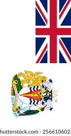 Vertical Flag of British Antarctic Territory, 9:16 Format, Vertical British Antarctic Territory Flag, Vector Images