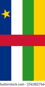 Vertical Flag of Central African Republic, 9:16 Format, Vertical Central African Republic Flag, Vector Images