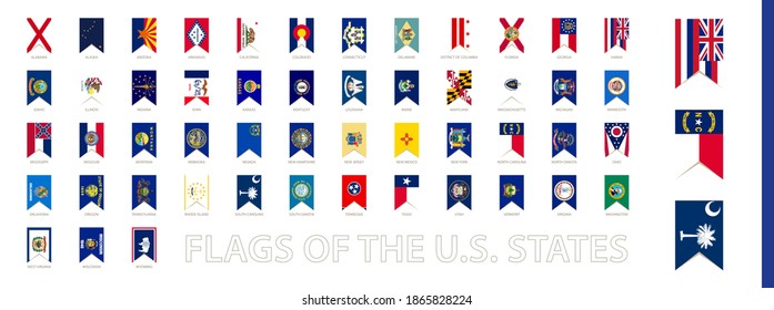 Vertical flag collection of the US States. Vector flag in vertical design.