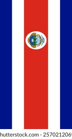 Vertical Flag of Costa Rica, 9:16 Format, Vertical Costa Rica Flag, Vector Images