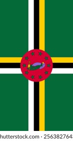 Vertical Flag of Dominica, 9:16 Format, Vertical Dominica Flag, Vector Images