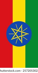 Vertical Flag of Ethiopia, 9:16 Format, Vertical Ethiopia Flag, Vector Images