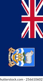 Vertical Flag of Falkland Islands, 9:16 Format, Vertical Falkland Islands Flag, Vector Images