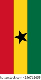 Vertical Flag of Ghana, 9:16 Format, Vertical Ghana Flag, Vector Images