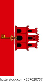 Vertical Flag of Gibraltar, 9:16 Format, Vertical Gibraltar Flag, Vector Images