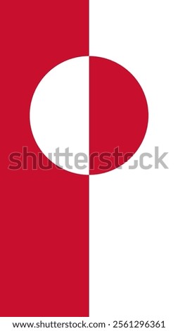 Vertical Flag of Greenland, 9:16 Format, Vertical Greenland Flag, Vector Images