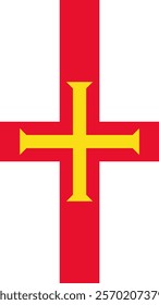 Vertical Flag of Guernsey, 9:16 Format, Vertical Guernsey Flag, Vector Images