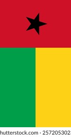 Vertical Flag of Guinea-Bissau, 9:16 Format, Vertical Guinea-Bissau Flag, Vector Images