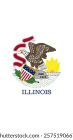 Vertical Flag of Illinois, 9:16 Format, Vertical Illinois Flag, Vector Images