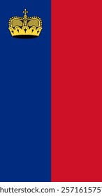 Vertical Flag of Liechtenstein, 9:16 Format, Vertical Liechtenstein Flag, Vector Images