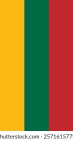 Vertical Flag of Lithuania, 9:16 Format, Vertical Lithuania Flag, Vector Images