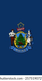 Vertical Flag of Maine, 9:16 Format, Vertical Maine Flag, Vector Images