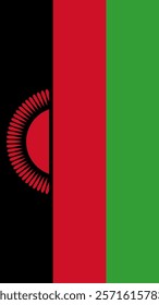 Vertical Flag of Malawi, 9:16 Format, Vertical Malawi Flag, Vector Images