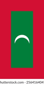 Vertical Flag of Maldives, 9:16 Format, Vertical Maldives Flag, Vector Images