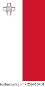 Vertical Flag of Malta, 9:16 Format, Vertical Malta Flag, Vector Images