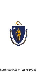 Vertical Flag of Massachusetts, 9:16 Format, Vertical Massachusetts Flag, Vector Images