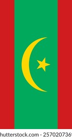 Vertical Flag of Mauritania, 9:16 Format, Vertical Mauritania Flag, Vector Images