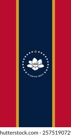 Vertical Flag of Mississippi, 9:16 Format, Vertical Mississippi Flag, Vector Images