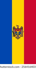 Vertical Flag of Moldova, 9:16 Format, Vertical Moldova Flag, Vector Images