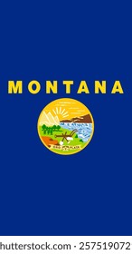 Vertical Flag of Montana, 9:16 Format, Vertical Montana Flag, Vector Images