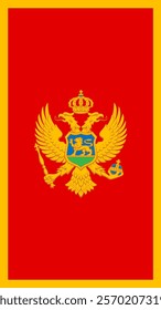 Vertical Flag of Montenegro, 9:16 Format, Vertical Montenegro Flag, Vector Images