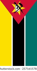 Vertical Flag of Mozambique, 9:16 Format, Vertical Mozambique Flag, Vector Images