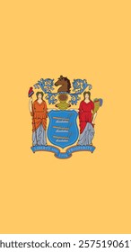 Vertical Flag of New Jersey, 9:16 Format, Vertical New Jersey Flag, Vector Images