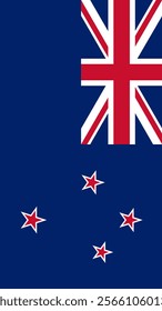 Vertical Flag of New Zealand, 9:16 Format, Vertical New Zealand Flag, Vector Images