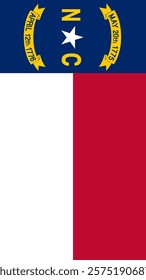 Vertical Flag of North Carolina, 9:16 Format, Vertical North Carolina Flag, Vector Images