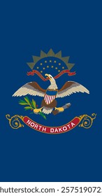 Vertical Flag of North Dakota, 9:16 Format, Vertical North Dakota Flag, Vector Images