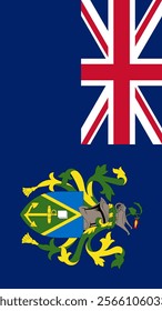 Vertical Flag of Pitcairn Islands, 9:16 Format, Vertical Pitcairn Islands Flag, Vector Images