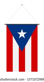 Vertical Flag of Puerto Rico as Icon on White Background 