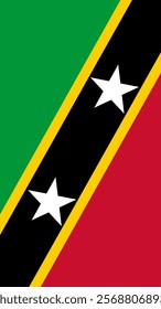 Vertical Flag of Saint Kitts and Nevis, 9:16 Format, Vertical Saint Kitts and Nevis Flag, Vector Images