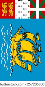 Vertical Flag of Saint Pierre and Miquelon, 9:16 Format, Vertical Saint Pierre and Miquelon Flag, Vector Images