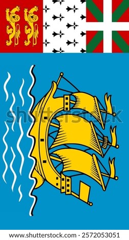 Vertical Flag of Saint Pierre and Miquelon, 9:16 Format, Vertical Saint Pierre and Miquelon Flag, Vector Images