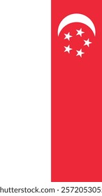 Vertical Flag of Singapore, 9:16 Format, Vertical Singapore Flag, Vector Images