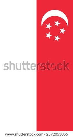 Vertical Flag of Singapore, 9:16 Format, Vertical Singapore Flag, Vector Images
