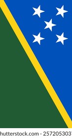 Vertical Flag of Solomon Islands, 9:16 Format, Vertical Solomon Islands Flag, Vector Images