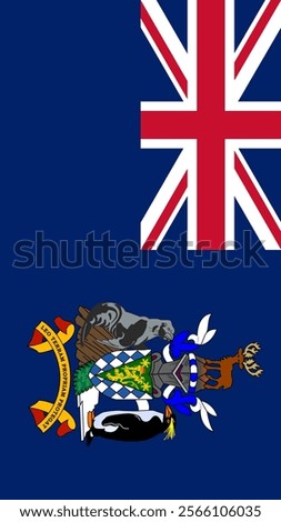 Vertical Flag of South Georgia and the South Sandwich Islands, 9:16 Format, Vertical South Georgia and the South Sandwich Islands Flag, Vector Images