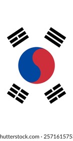 Vertical Flag of South Korea, 9:16 Format, Vertical South Korea Flag, Vector Images