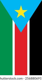 Vertical Flag of South Sudan, 9:16 Format, Vertical South Sudan Flag, Vector Images