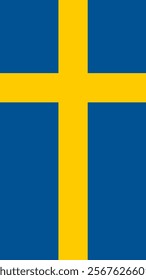 Vertical Flag of Sweden, 9:16 Format, Vertical Sweden Flag, Vector Images