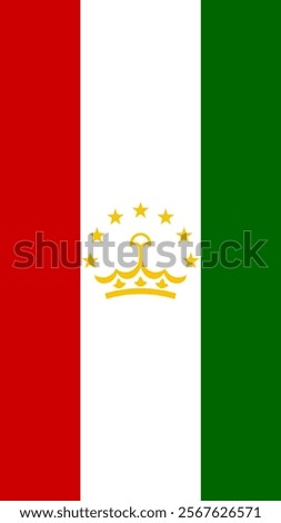 Vertical Flag of Tajikistan, 9:16 Format, Vertical Tajikistan Flag, Vector Images