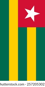 Vertical Flag of Togo, 9:16 Format, Vertical Togo Flag, Vector Images